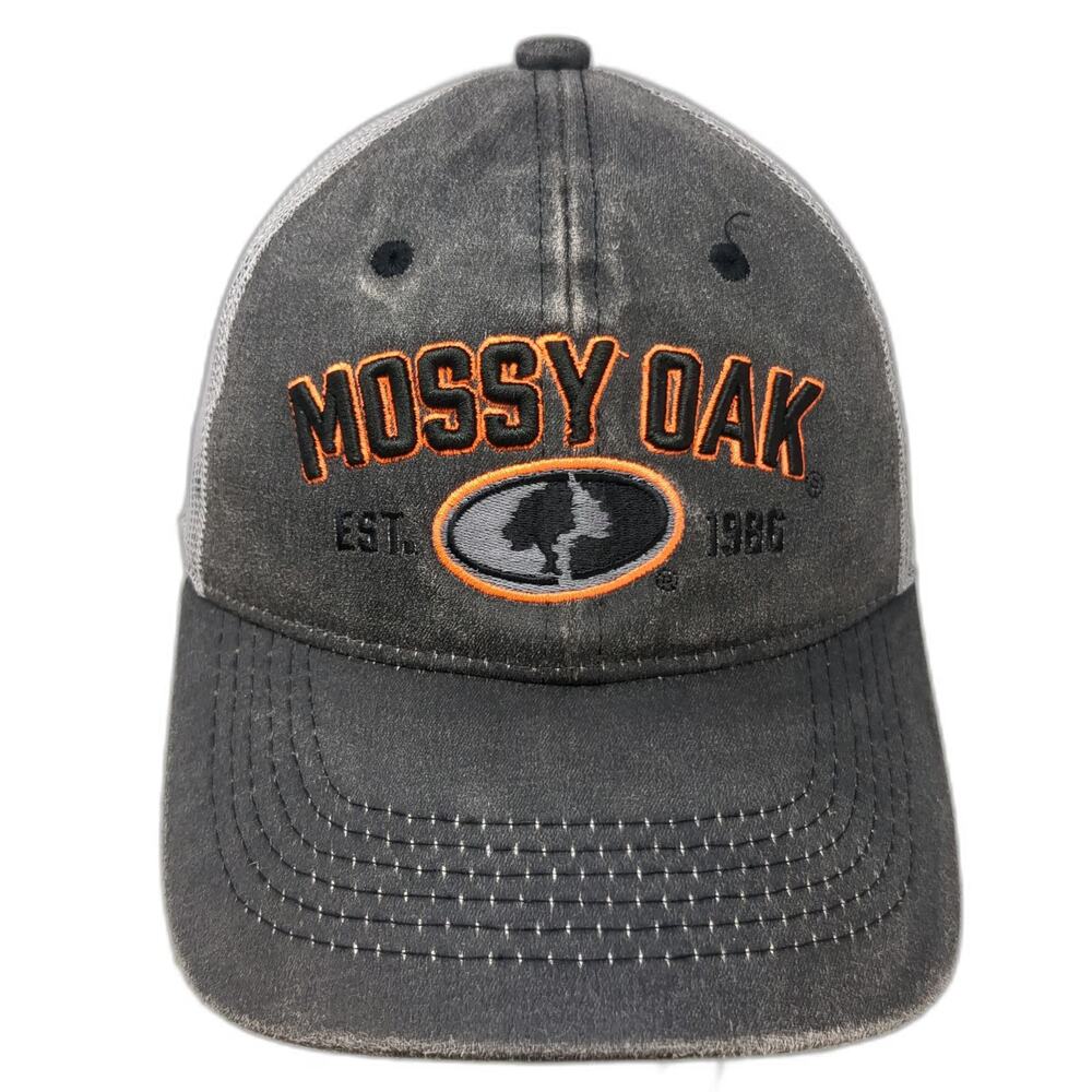 Mossy Oak Trucker Hat Gray One Size Snapback Mesh Embroidered Logo 1986 Branch